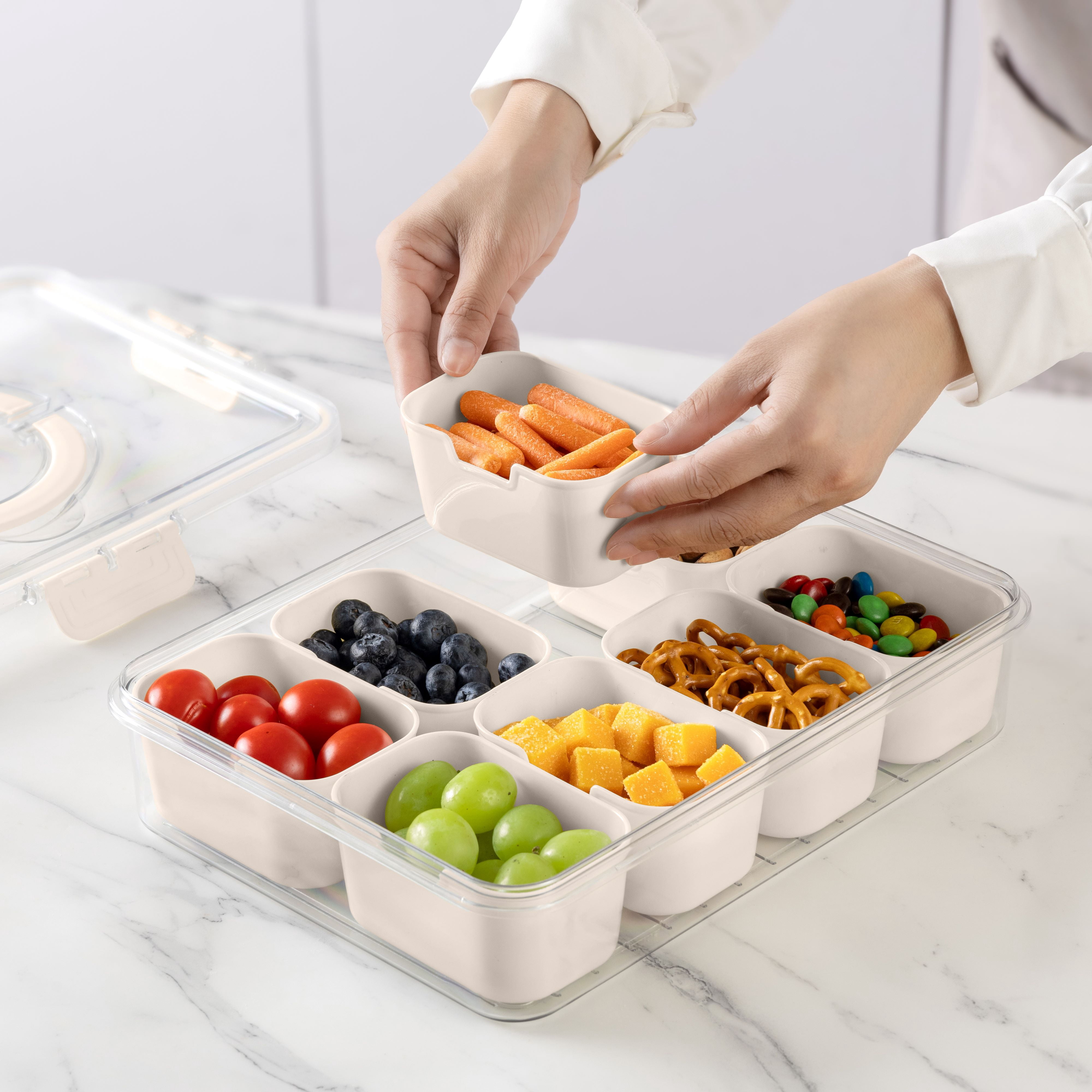 Snack Box Con Coperchio, 8 Contenitori Per Snack Con Scomparti