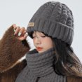 thumbnail image 3 of CSChome Hat Scarf Set Winter Hat Scarf Set - Unisex Solid Color Thickened Warm Comfortable Long Scarf Beanie, 3 of 7