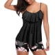 thumbnail image 3 of Traje de baño de dos piezas con tiras en la espalda y estampado conservador para mujer Traje de baño OAVQHLG3B Store  lin121212, 3 of 3