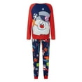 thumbnail image 4 of Christmas Family Pajamas Matching Set, Snowman Print Long Sleeve T-shirt with Pants Sleepwear Loungewear, 4 of 10