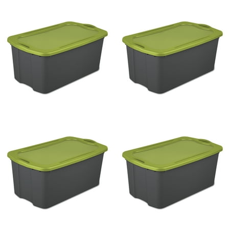 2 Plastic Carrying Case - Sterilite, 30 Gal./114 L EZ Carry, Flat Gray/ Spicy Lime, Case of 4