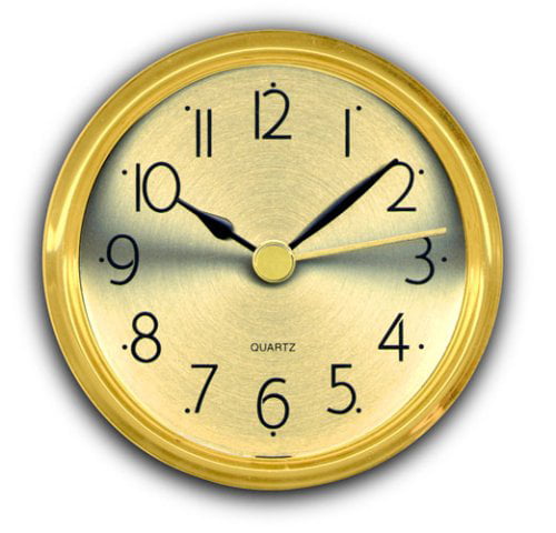 Arabic Numeral Hicarer 2-1/8 Inch Zinc-Alloy Metal Case Gold White Face 55 mm Quartz Clock Insert