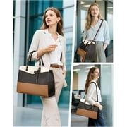2 in 1 Lunch Tote Bag for Women Laptop Work Bag with Lunch Insulated Compartment and Purse Combo, 15.6 Inch Computer Crossbody bag Waterproof PU Leather Shoulder Bag for Daily, Office, Picnic