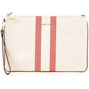 Michael Kors Large Striped Zip Pouch vanilla/acorn/bright red