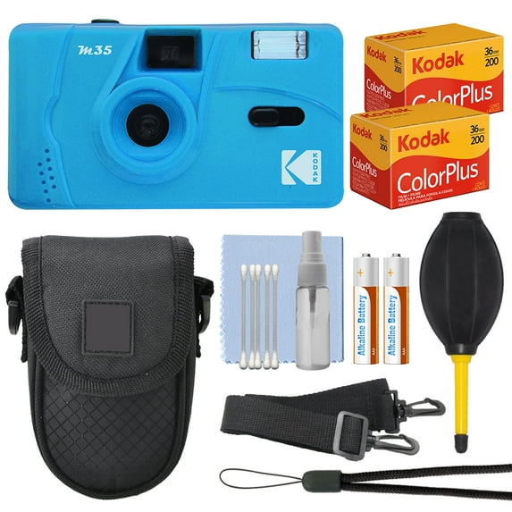 Kodak M35 35mm Film Camera with Flash Cerulena Blue + 2 Film Rolls Accessory Kit