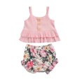thumbnail image 1 of goowrom Toddler Girls Summer Set Outfits, Ruffle Tank Tops + Floral Shorts, 1 of 9