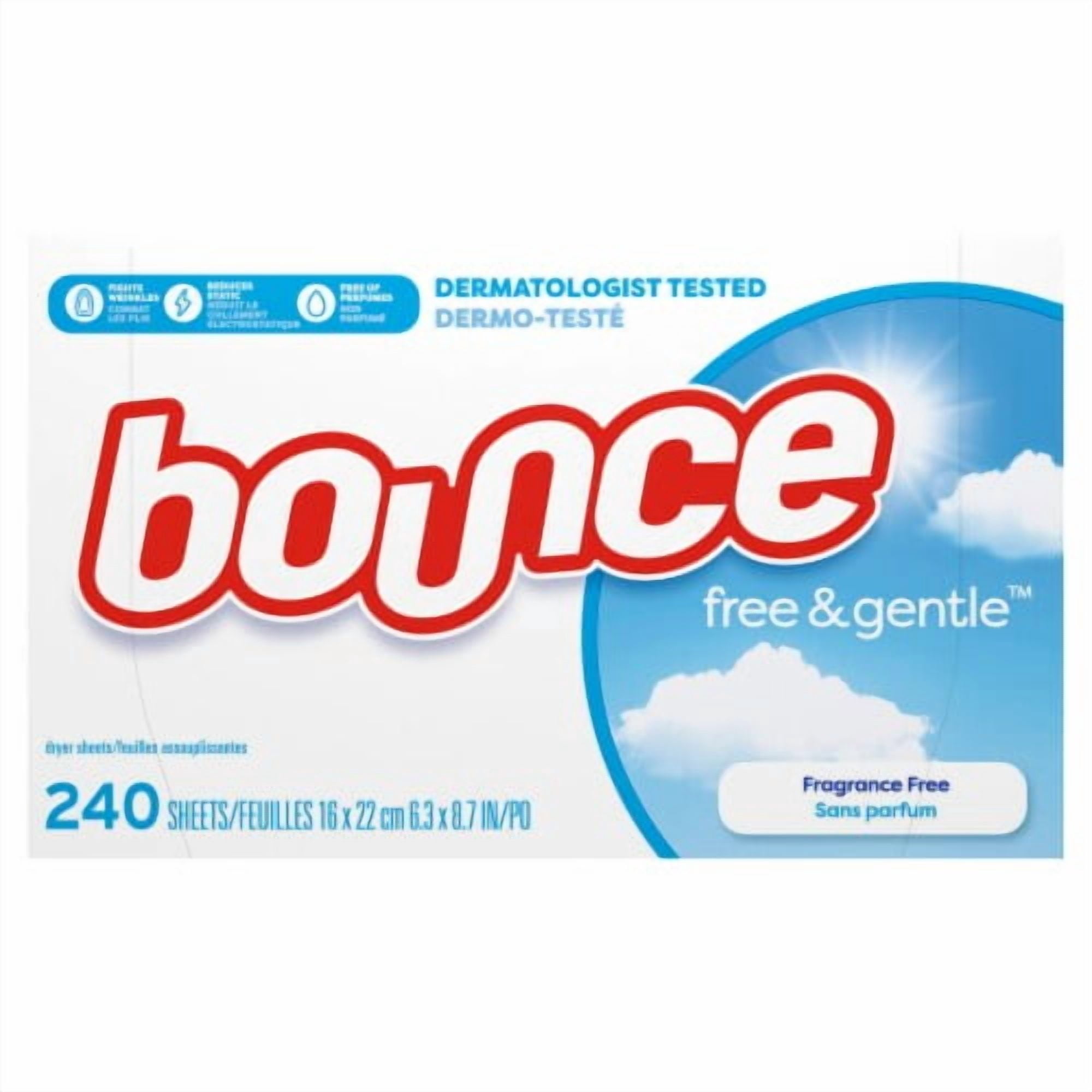 Bounce Free Unscented Dryer Sheets 240 ct - Pack of 2