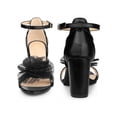 thumbnail image 5 of BLISSFUL STEP Floral Open Toe Block High Heel Sandals for Women Black 9.5, 5 of 6