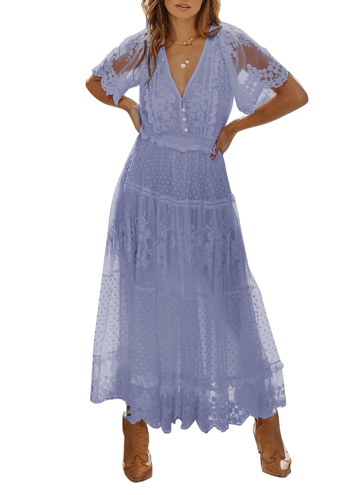Blu Viscose Long Boho Maxi Dress Sleeveless Party Evening Size 14 16 18 20 22 24 