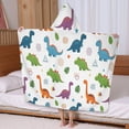 thumbnail image 5 of White Dinosaurs Geometric Leaves Pattern Hooded Bath Towel，60"x35" for Ages 3 To 12 Kids, Quick Dry Lightweight Soft Microfiber Hood Beach Towel Cover Up for Kids, 5 of 7