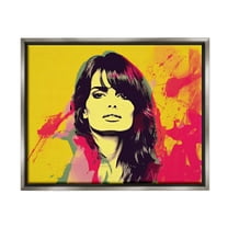 Stupell Industries Modern Penelope Cruz Abstract Painting Gray Floater Framed Art Print Wall Art, 31 x 25