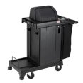 thumbnail image 2 of Suncast Black High Security Janitor/Housekeeping Cart - Lockable Hood, Bag & Non-Marring Bumpers | Secure & Organized Cleaning Solution, 2 of 3