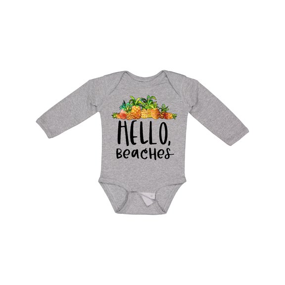 Inktastic Hello, Beaches Group of Pineapples Boys or Girls Long Sleeve Baby Bodysuit