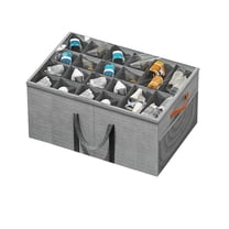 Aokeyee Shoe Storage Organizer for Closet, Large Shoe Box Storage Containers with Clear Cover and Reinforced Handles, Foldable Shoe Storage Organizer Box Bin, Fits to 20-24 Pairs, Grey