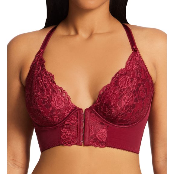 Women's Pour Moi 11501 Opulence Front Close Underwire Bralette (Deep Red 38DD)