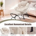 thumbnail image 2 of OMNIBERG Lazy Chair with Folding Ottoman, Oversized Comfy Lounge Chair with Armrests and Side Pocket for Reading, Relaxing, and Napping, Perfect for Living Room, Bedroom or Office, White, 2 of 9