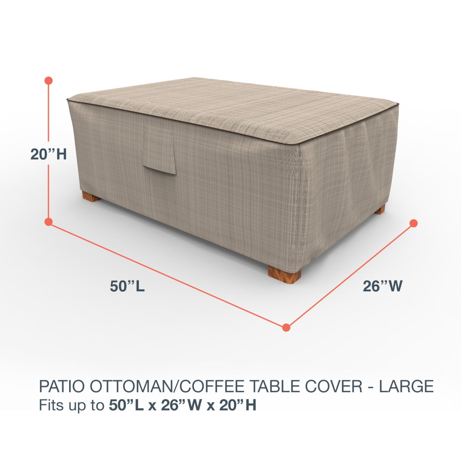 Budge Large Black Ivory Patio Ottoman/Table Cover, StormBlock™ Mojave