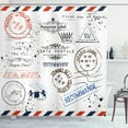 thumbnail image 1 of Ambesonne Vintage Shower Curtain, Retro Post Stamp Design, 69"Wx84"L, Multicolor, 1 of 3
