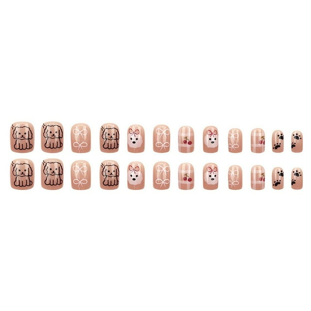 24Pcs Press-On Nails French Manicure, Detachable False Nails, Minimalist Reusable Full Cover Acrylic Fingernails, Long-Lasting Artificial Nail Kit