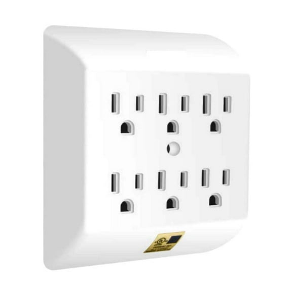 6 outlet Wall Tap 3 prong grounded electric Converts 2 Outlets to 6 outlet splitter UL