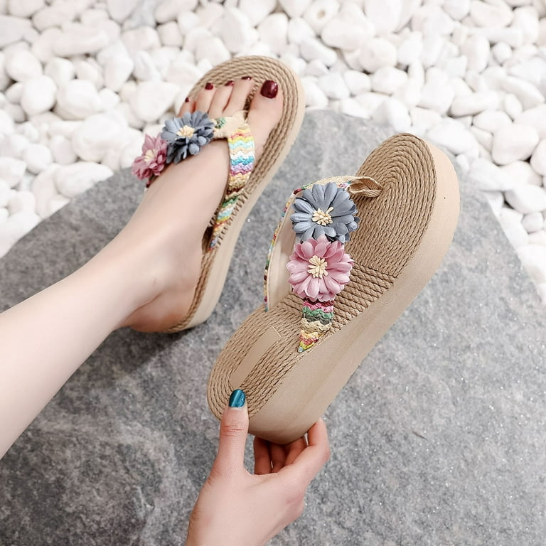 VerPetridure Slippers for Women Slippers Women Flowers Beach Breathable  Sandals Home Slipper Flip-Flops Wedges Shoes