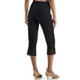 thumbnail image 2 of JM Collection Women's Crochet-Hem Capri Pants Deep Black Petite Size PS, 2 of 2