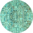 thumbnail image 1 of Ahgly Company Machine Washable Indoor Round Animal Turquoise Blue Traditional Area Rugs, 6' Round, 1 of 4