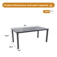 thumbnail image 3 of Modern 35.5"x67" Rectangular Outdoor Patio Dining Table with Post-Leg Design, Rust-Free & Weather-Resistant, Adjustable Foot Pads, Umbrella Hole with Matching Cover, Ember Black Finish, Durable, 3 of 5