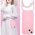 thumbnail image 2 of Crossbody Lanyard Phone case for iPhone 14 Plus 6.7 inch, Silicone Phone Cover with Adjustable Necklace Strap Soft Belt Neck Cord Lanyard Shockproof Protective Case - Pink, 2 of 14