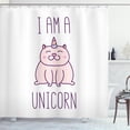 thumbnail image 1 of Ambesonne Unicorn Cat Shower Curtain, Kitten, 69"Wx75"L, Pale Pink Purple, 1 of 3