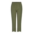 thumbnail image 3 of Green Womens Pants Trousers Cotton Solid Color Daily Trousers for Women Dressy Casual, 3 of 5