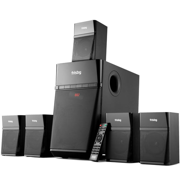 Frisby Home Theater 5.1 Surround Sound System with Bluetooth Wireless Streaming from Devices & Media Reader, FM Radio, Optical Output – Black Walmart.com