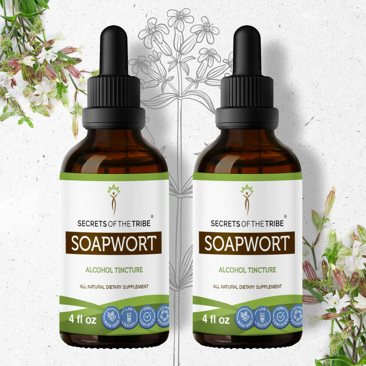 Soapwort Tincture Alcohol Extract, Organic Soapwort (Saponaria