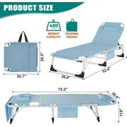 Slsy 3in1 Sun Tanning Chair with Mattress, Heavy Duty Summer Lounger Chair with Face Arm Hole, Adjustable, Removable Pillow & Carry Handle, Sunbathing Chair for Patio, Poolside, Lawn, Beach