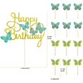 thumbnail image 4 of Set de 13 Piezas de Adornos para Pastel MILIYUKI Mariposas Verde y Dorado, 4 of 7