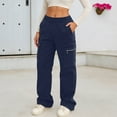 thumbnail image 2 of Gyexs Travel Pants Women Tall Petite Low Rise Palazzo Track Pant Casual Loose Yoga Pants Plus Size Womens Clothing, #01 Navy, Size XL, 2 of 7
