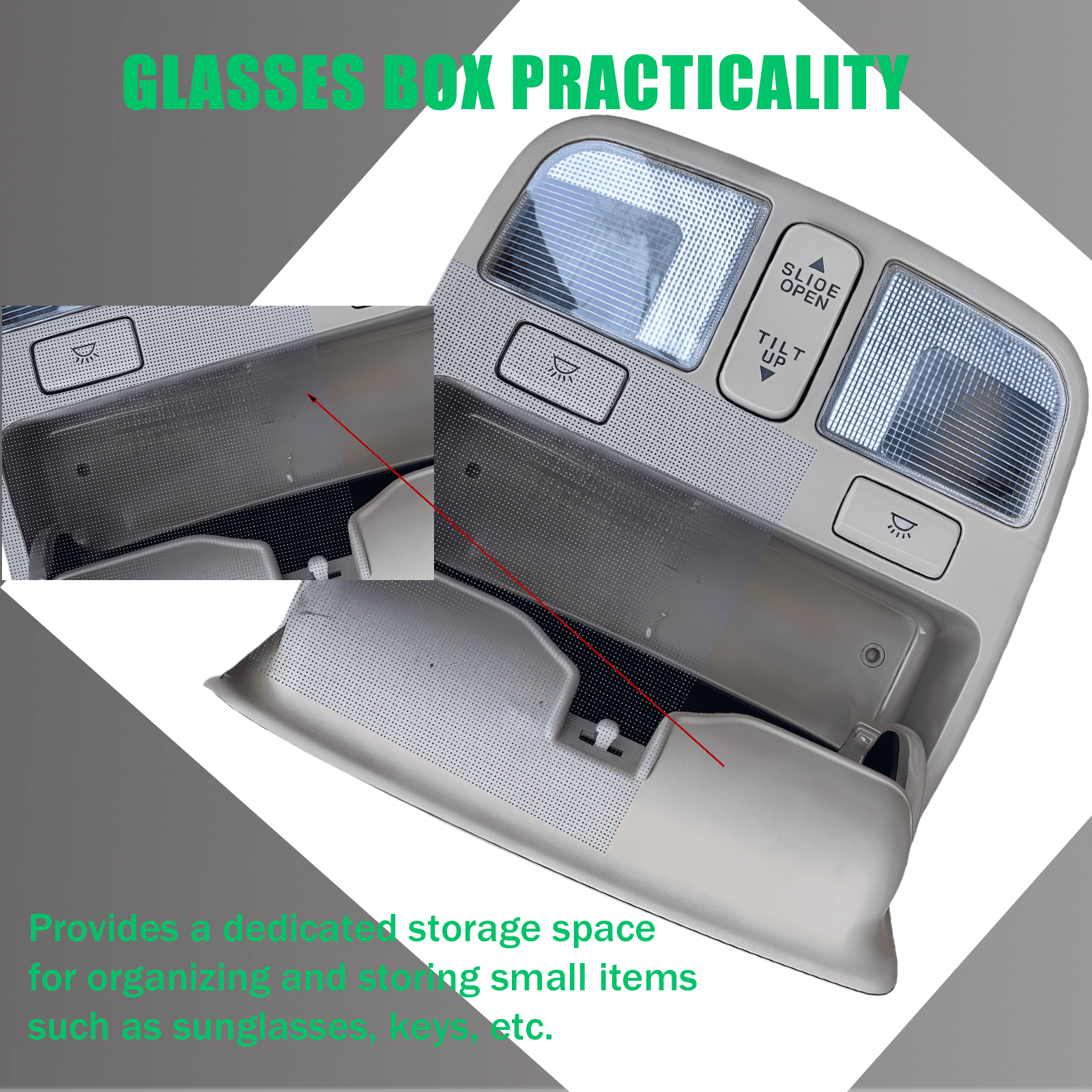 Overhead Console For Hyundai Sonata, Genuine OEM 92810-3K001X6, Interior Ceiling Roof Reading Dome, Map Reading Light With Sunroof Switch-Gray Hyundai Sonata