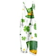 thumbnail image 3 of BiZtdJrK Back to College Sale, Women's St. Patrick's Day Cute Jumpsuits Lucky Irish Clover Graphic Rompers Casual Sleeveless Jumpers Pants Cotton Linen Overalls with Pockets Green S, 3 of 6