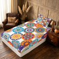 thumbnail image 5 of Manfei Boho Mandala Twin Sheets, Hippie Floral Bedding, Multicolor White, Gray Reversible 3pcs1 Flat Sheet + 1 Fitted Sheet + 1 Pillowcase, 5 of 6