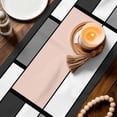 thumbnail image 3 of Modern Geometric Pink Black Table Runner 72 Inches, Abstract Minimalist Color Blocks Bed Runner Dresser Scarves Tabletop for Indoor Outdoor Parties/Ceremony/Banquet, 18" x 72", 3 of 9