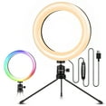 thumbnail image 1 of 8" LED Ring Light with Aluminum Alloy Shell and Tripod, 3 Modes with 11-Level Brightness Color Temp 2700K-5500K for Live Stream - EGL-03, 1 of 5