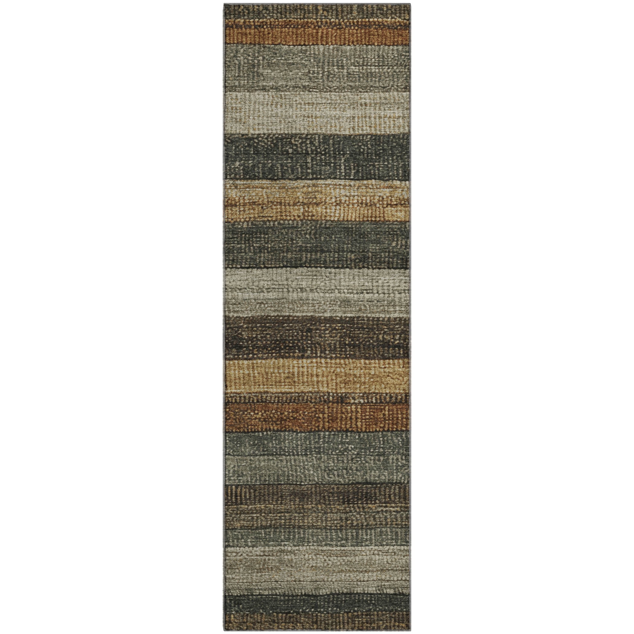 Addison Rugs Mayfield Premium Machine Washable Transitional Stripes Khaki Runner Rug, 2'3" x 7'6"