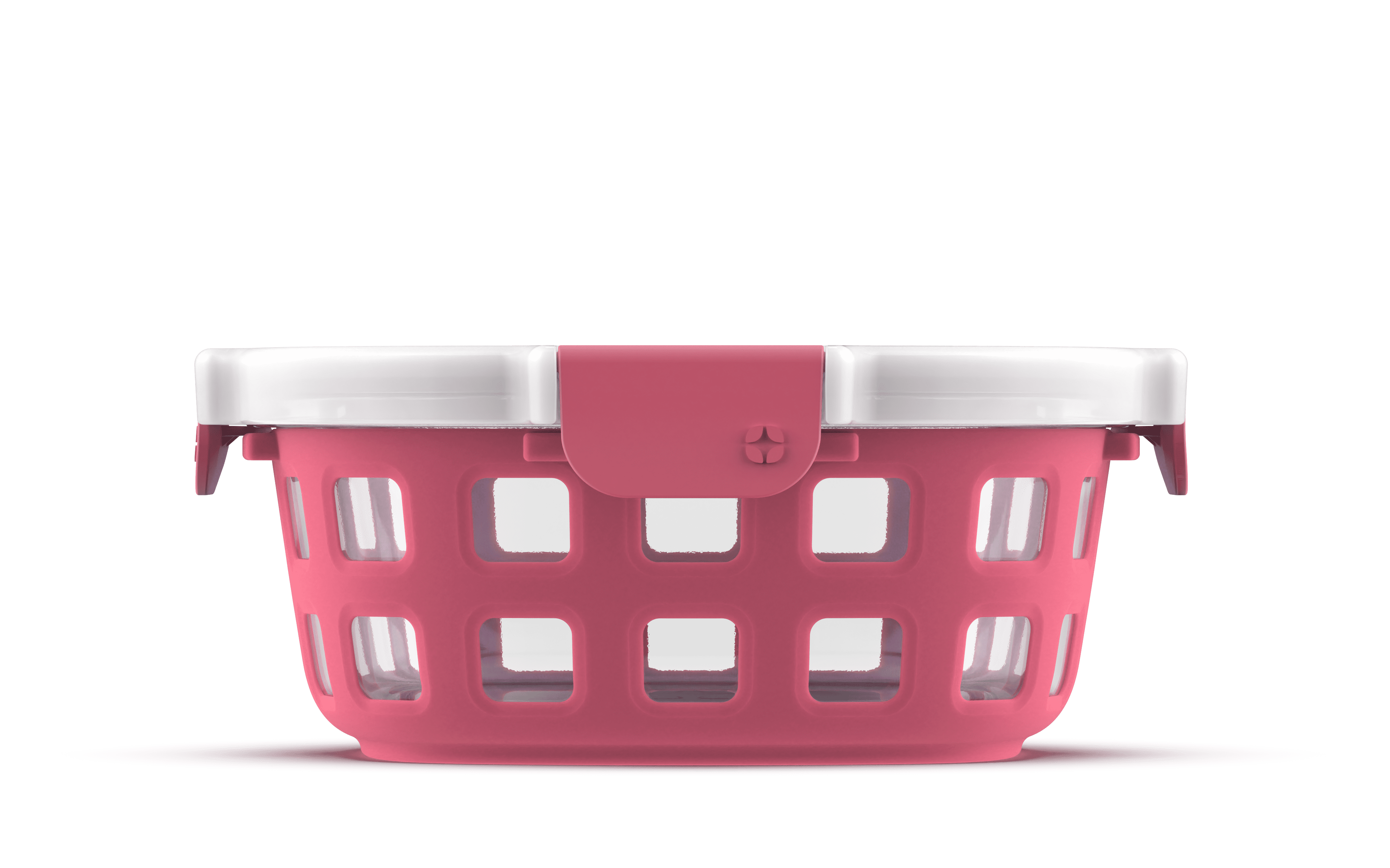 Ello 4 Cup Glass Round Food Storage with Oven and Microwave Safe Silicone Sleeve, Size: 4 Cups, Pink