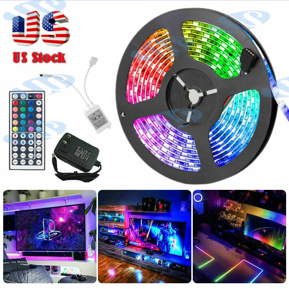 Remote Controller+Power 16.4ft RGB W White 5050 300 Waterproof LED Strip Light 
