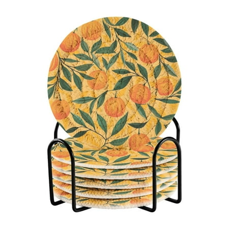 

6 coil coasters 3.94x3.94x0.24 inch water coasters Drink coasters with cup holders Absorbent coasters Heat resistant for bar protection Lovely Orange3