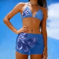 thumbnail image 5 of uublik Women Swimsuits 3 Piece Bikini Set Beach Vacation Bathing Suit with Cover Up Skirt Blue, 5 of 5