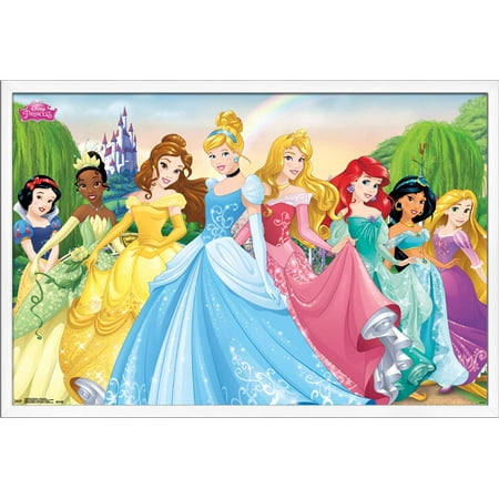 Disney Princess - Castle Lawn Group Wall Poster, 22.375" x 34", Framed