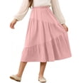 thumbnail image 5 of NAISIBABY Girls Long Skirt, Flowy Ruffle A-Line High Waist Kids Casual Tiered Maxi Skirt Pink 6T, 5 of 7