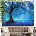 thumbnail image 4 of Tapiz azul claro, bosque de fantasía mística, naturaleza azul, tapete de picnic, decoración artística de playa para dormitorio, sala de estar, dormitorio, 51,2 x 59,1 pulgadas, azul claro, 4 of 5