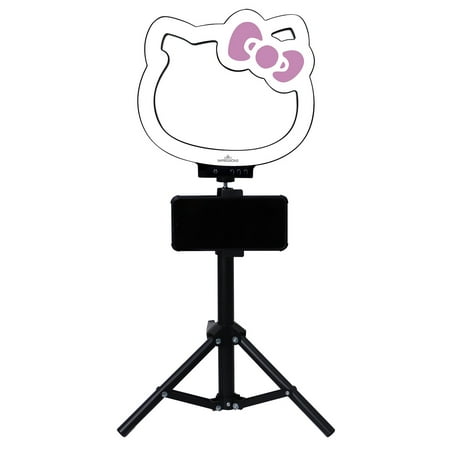 Image of Impressions Vanity Hello Kitty 10 inch RGB Desk Ring Light Rainbow Color Modes with Phone Holder